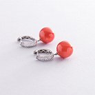 Золоті сережки "Кульки" з коралом і діамантами сб0026ca от ювелирного магазина Оникс - 3