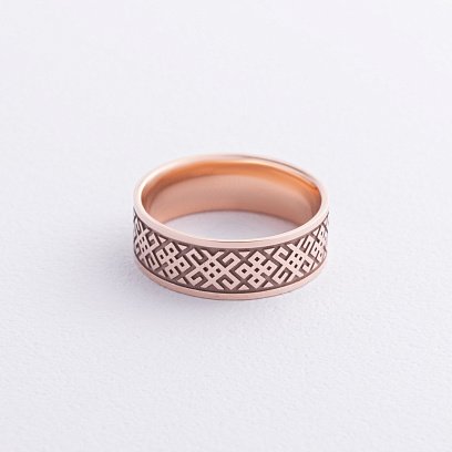 Обручальное кольцо "Вышиванка" в красном золоте 240521300 №3