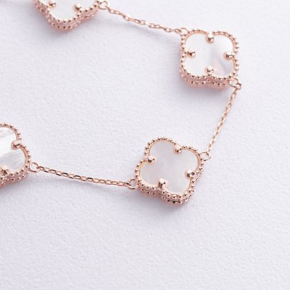 Браслет "Клевера" с перламутром (красное золото) б05444 №3