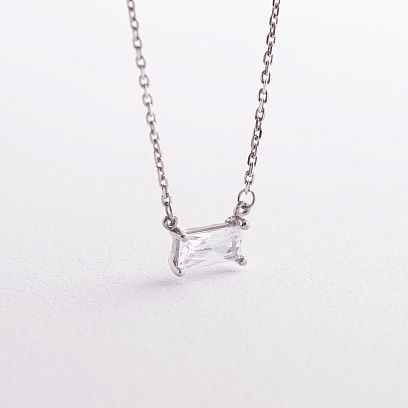 Серебряное колье с фианитом 908-01407 №2