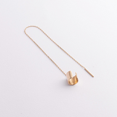 Серьга - каффа с цепочкой (желтое золото) с09446 №4