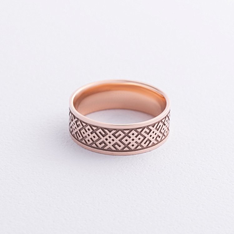 Обручальное кольцо "Вышиванка" в красном золоте 240521300 - 2 Обручальное кольцо "Вышиванка" в красном золоте 240521300 от ювелирного магазина Оникс - 2