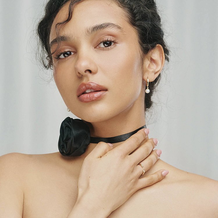 Серьги - кольца с жемчугом (желтое золото) с08359 от ювелирного магазина Оникс - 6