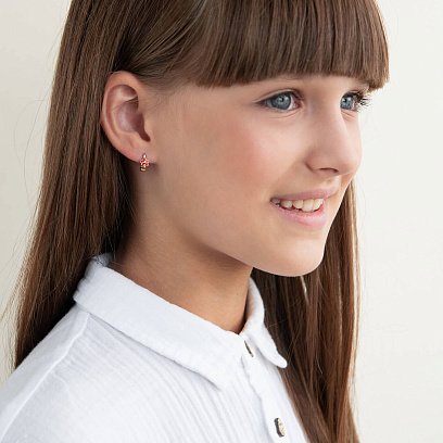 Дитячі золоті сережки "Квіточки" (емаль) с02135 №4