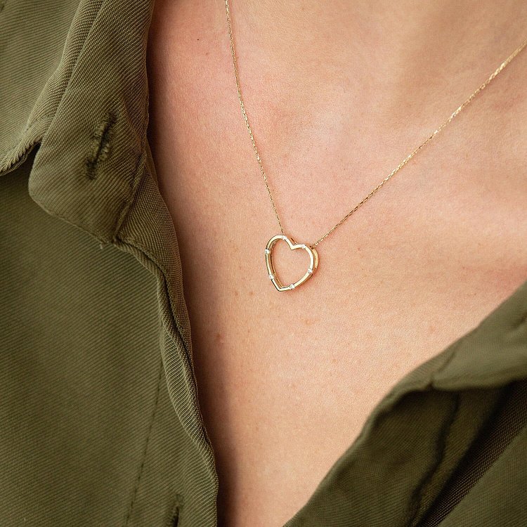 Золоте кольє "Серце" (фіаніт) кол01604 від ювелірного магазину Онікс - 3