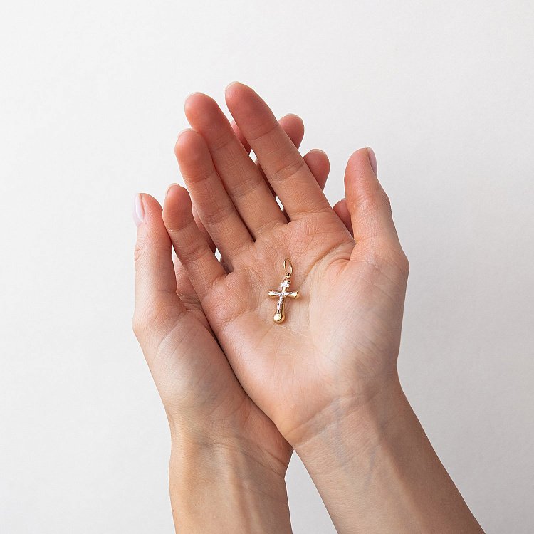 Золотой детский крестик (родий) п02095 от ювелирного магазина Оникс - 1