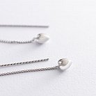 Серебряные серьги-протяжки "Сердечки"  122735 от ювелирного магазина Оникс - 3