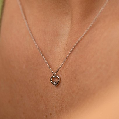 Золотое колье "Сердечко" с бриллиантом колб0110y №2