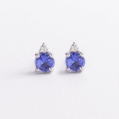 Золоті сережки - пусети (діаманти, сапфіри) сб0435nl