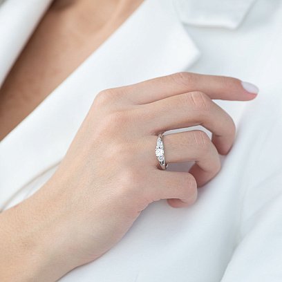 Каблучка в білому золоті з діамантами кб0188nl №4