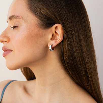 Сережки - кільця "Miranda" у білому золоті с09333 №6