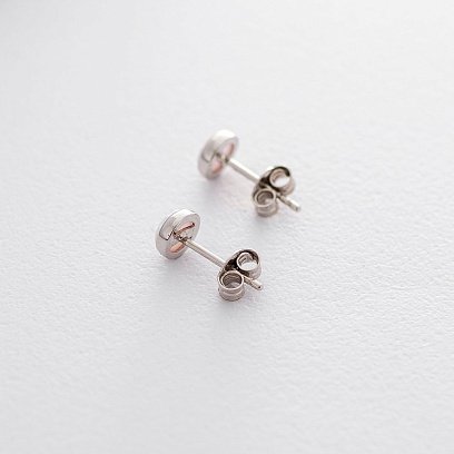 Золоті сережки-пусети "Сяйво" (синт. опал) 6 мм с05474 №6