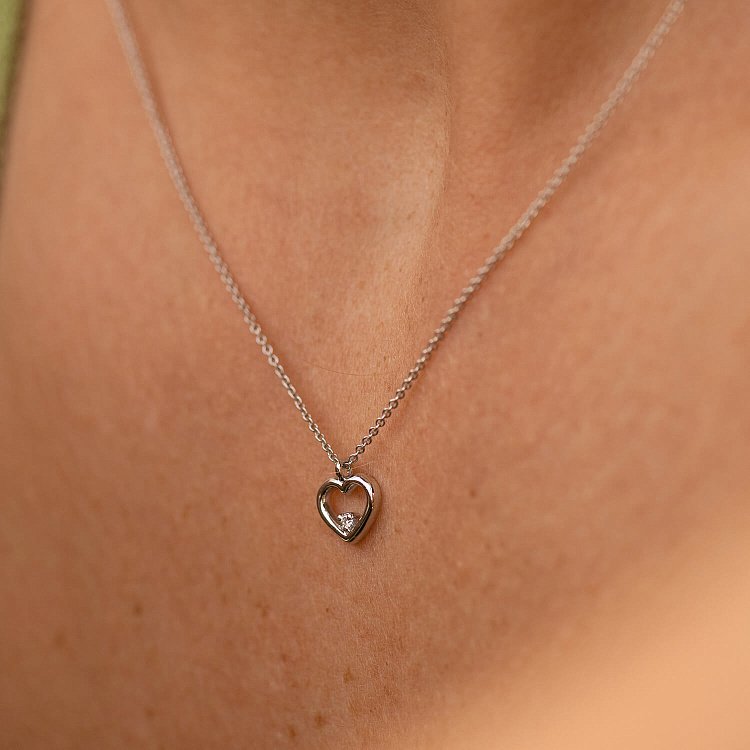 Золотое колье "Сердечко" с бриллиантом колб0110y от ювелирного магазина Оникс - 1