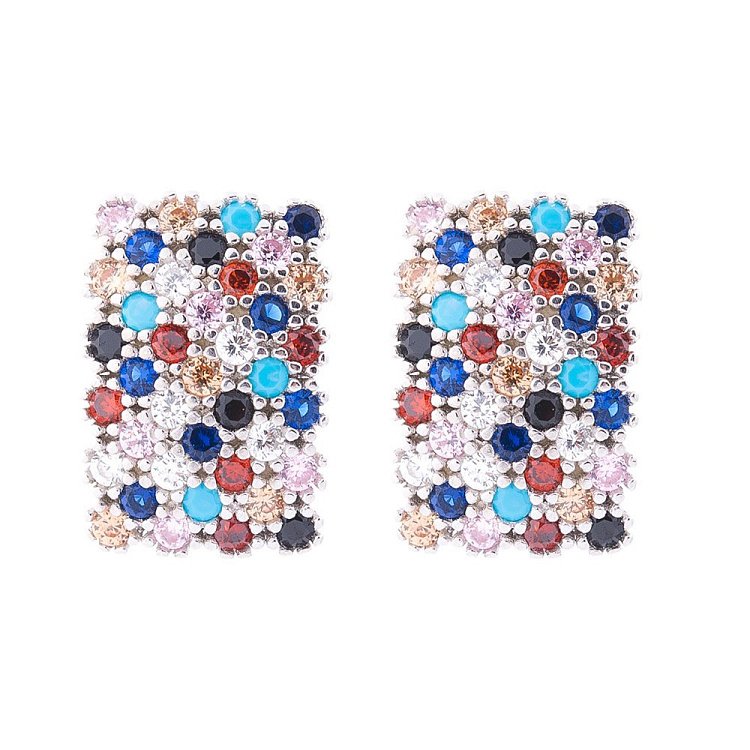 Серебряные серьги с разноцветными фианитами 122399 от ювелирного магазина Оникс - 1