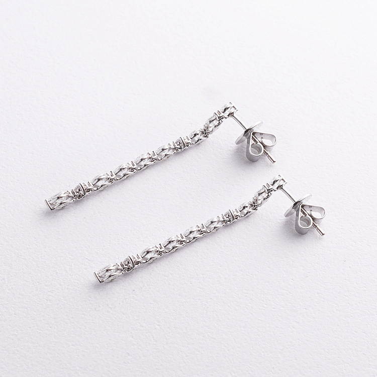 Серьги - пусеты в белом золоте (бриллианты) сб0699nl от ювелирного магазина Оникс - 2