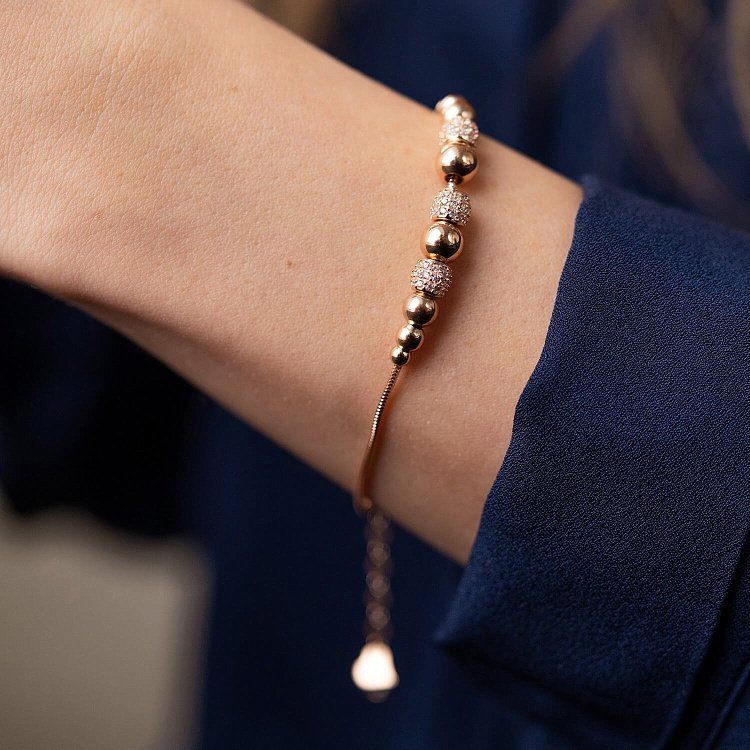 Браслет "Кульки" у червоному золоті (фіаніти) б05179 від ювелірного магазину Онікс - 3