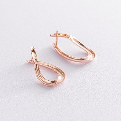 Сережки "Крапельки" у червоному золоті с07404 №4