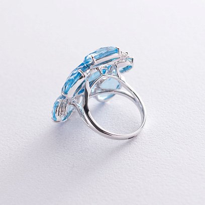 Золотое кольцо с бриллиантами и топазами к1042A1 №4