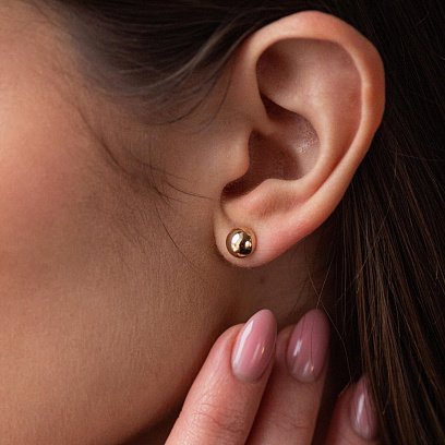 Серьги - пусеты "Полусфера" в желтом золоте (0.7 см) с08203