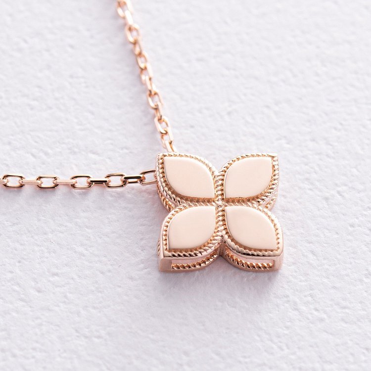 Колье "Клевер" в красном золоте кол02436 от ювелирного магазина Оникс - 3