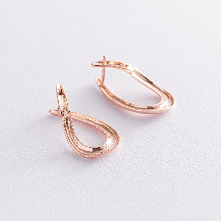 Сережки "Крапельки" у червоному золоті с07404 від ювелірного магазину Онікс - 3