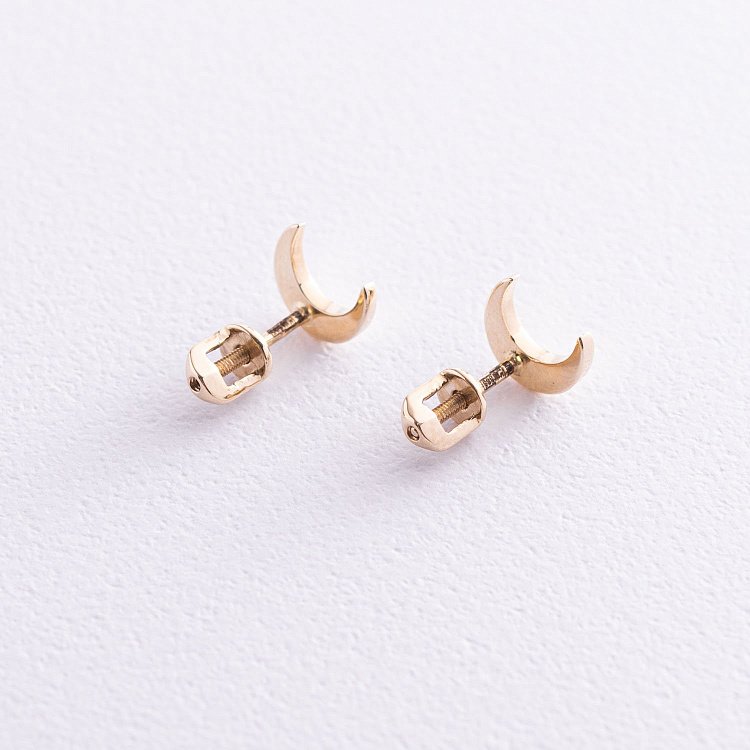 Сережки - пусети "Місяць" в жовтому золоті с06948 від ювелірного магазину Онікс - 17