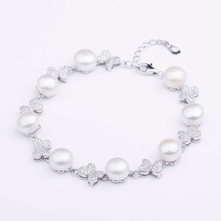 Серебряный браслет с культ. пресн. жемчугом 141027 от ювелирного магазина Оникс