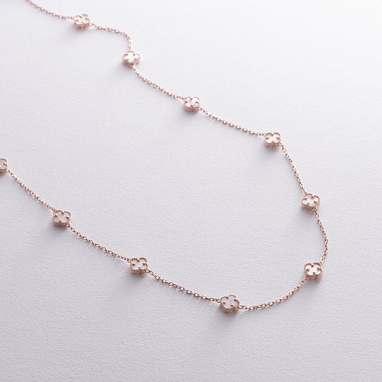 Колье "Клевер" с перламутром mini (красное золото) кол02425 от ювелирного магазина Оникс - 2