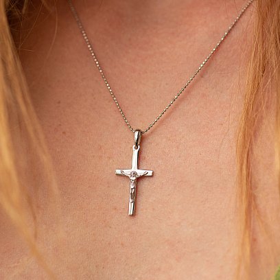 Хрестик "Розп'яття" у білому золоті п03881 №2
