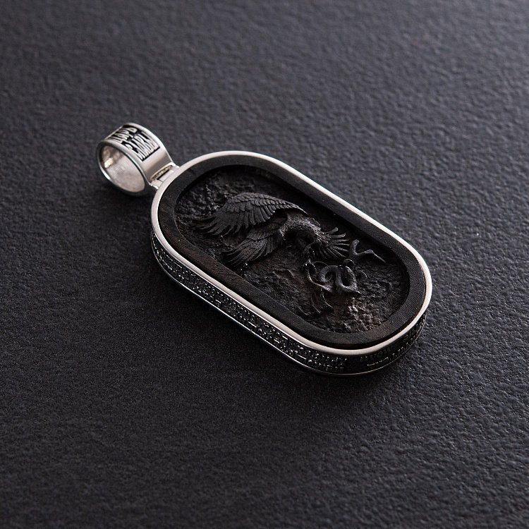 Срібний кулон "Св. Георгій Переможець" з ебеновим деревом 950 від ювелірного магазину Онікс - 6