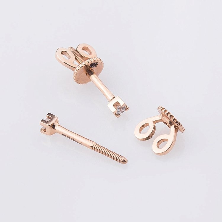 Золоті сережки-пусети з діамантами сб02845 від ювелірного магазину Онікс - 2