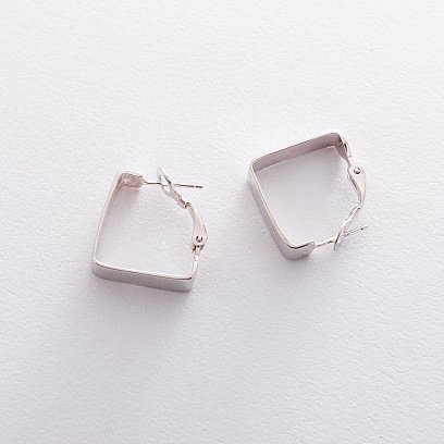 Серебряные серьги на итальянской застежке 122539 №2