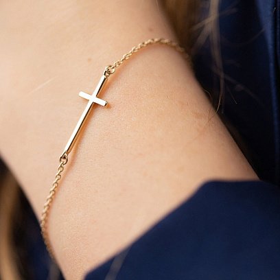 Браслет "Крестик" в желтом золоте з2081ж №4