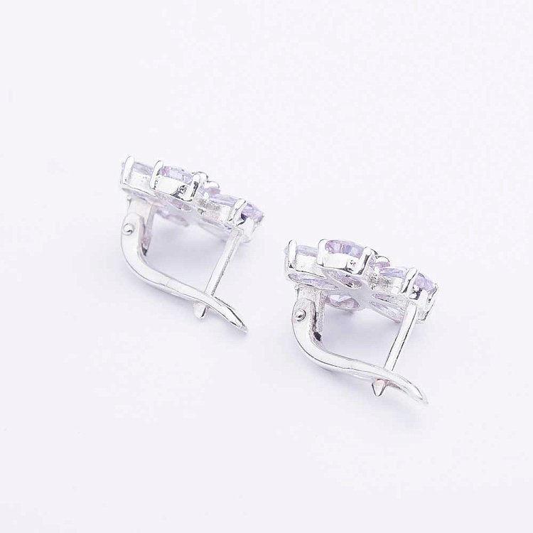 Серебряные серьги "Цветочки" с фианитами 121797 от ювелирного магазина Оникс - 1