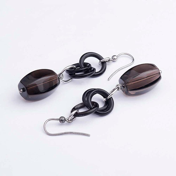 Сережки з кварцом димчастим 138с16 - 1 Сережки з кварцом димчастим 138с16 від ювелірного магазину Онікс - 1