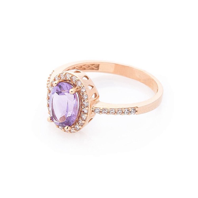 Золоті сережки з аметистом і фіанітами с04193 від ювелірного магазину Онікс - 2