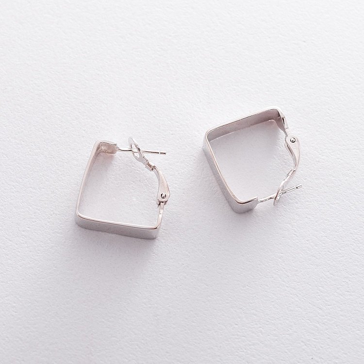 Серебряные серьги на итальянской застежке 122539 от ювелирного магазина Оникс - 1