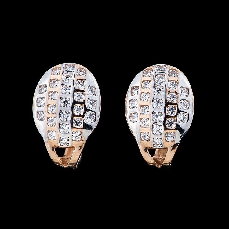 Серьги с красного и белого золота с01549 от ювелирного магазина Оникс - 1