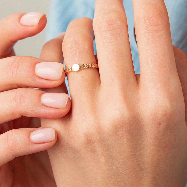 Кольцо "Цепочка" в красном золоте (возможна гравировка) к07157 от ювелирного магазина Оникс - 3