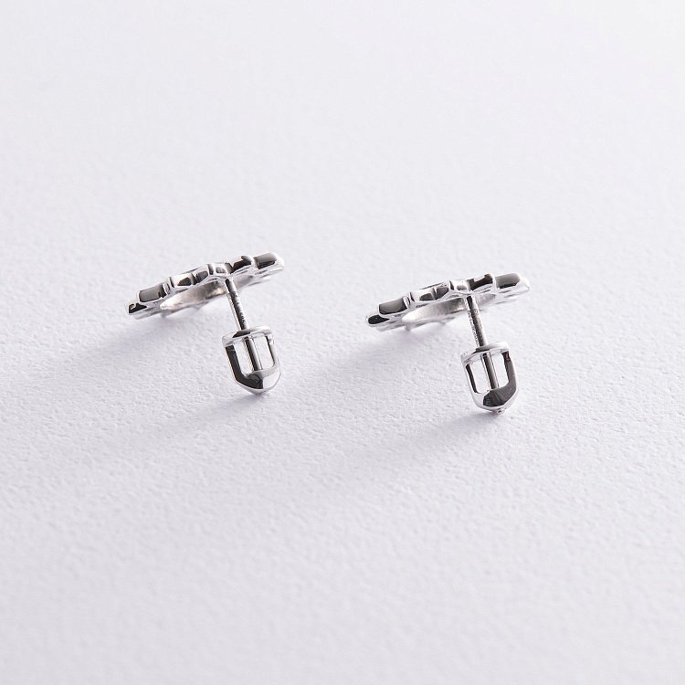 Сережки - пусети "Сонце" у білому золоті с08192 від ювелірного магазину Онікс - 2