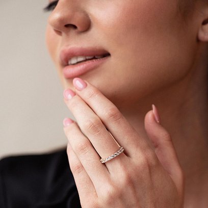 Кольцо "Paris" с дорожкой камней в желтом золоте к07201 №11