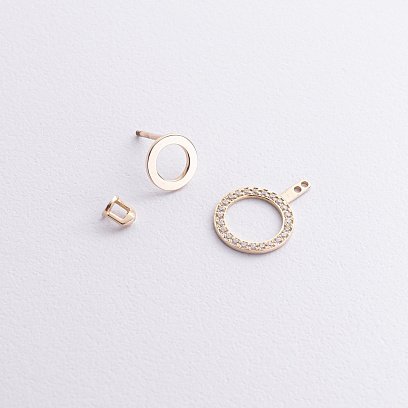 Серьги - джекеты "Sophia" в желтом золоте (фианиты) с09095 №4