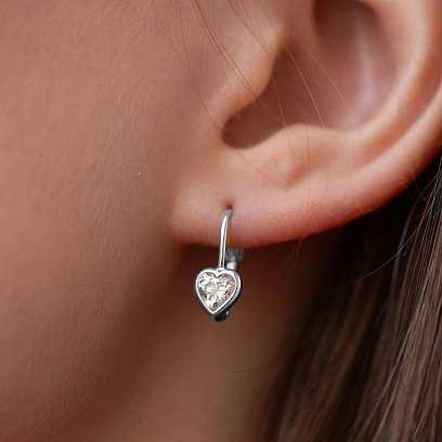 Детские золотые серьги "Сердечки" с фианитами с08321 №4