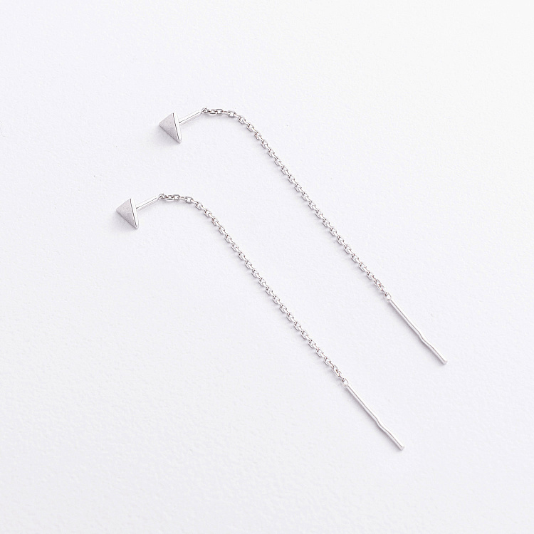 Срібні сережки - протяжки "Трикутники" 902-01552 від ювелірного магазину Онікс - 2