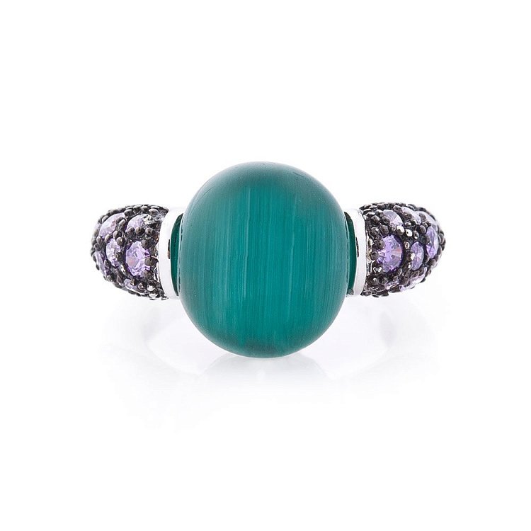 Срібний перстень (ім. улексит, фіаніт) 112168 від ювелірного магазину Онікс - 2