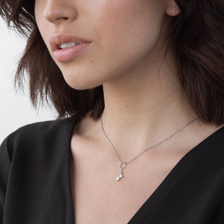 Серебряное колье "Звездочки" 18815 от ювелирного магазина Оникс - 2
