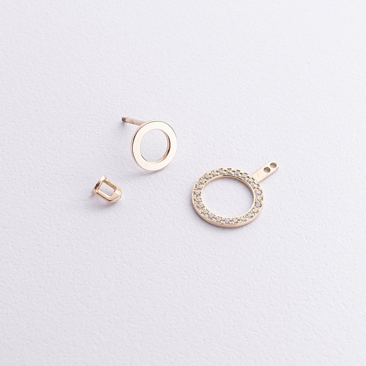 Серьги - джекеты "Sophia" в желтом золоте (фианиты) с09095 от ювелирного магазина Оникс - 3