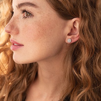 Срібні сережки - пусети з фіанітами 842 №2