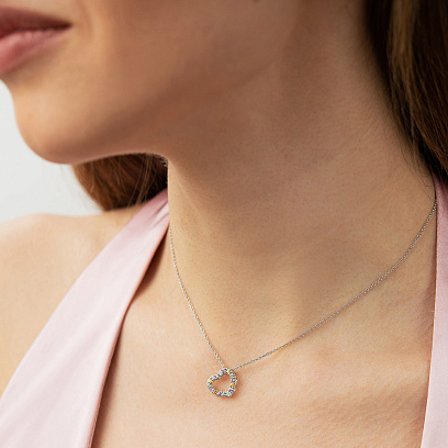 Золотое колье "Сердечко" с бриллиантами и сапфирами колб0200ca №2