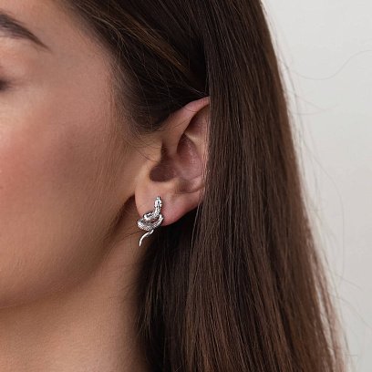 Сережки "Змії" у білому золоті с07941 №5